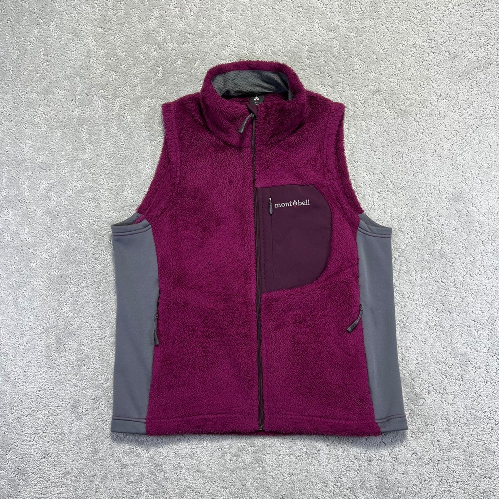 Montbell ClimaAir Fleece Vest Womens Medium Purple Pink Zip Up Outdoor Gorpcore‎